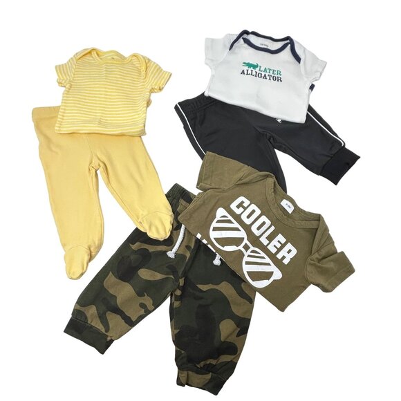 Baby Boy's -‎ 3 Pants and 3 Body Suits- Size 0-3 Month - Picture 1 of 10